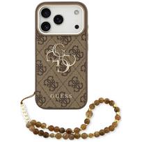GUESS 4G Strap Case with 4G Classic Logo Metal Trims for iPhone 18 Pro / 17 Pro, brown