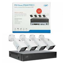 PNI House IPMAX POE 3 vaizdo stebėjimo rinkinys, NVR su 4 POE prievadais, ONVIF ir 4 kameros su 3MP IP, lauko, Power over Ethernet, žmogaus aptikimas, judesio aptikimas, 4 kabeliai, maitinimo šaltinis, pelė