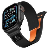 Dirželis Tech-Protect Nylon Elite Apple Watch 8 / 9 / 10 / 11 / 12 / SE / Ultra (44 / 45 / 46 / 49 mm), juodas/oranžinis