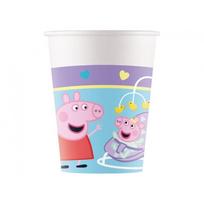 Popieriniai puodeliai „Peppa Pig“ 200 ml (8 vnt.) – Kiaulytės Pepos gimtadienio puodeliai