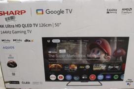 SALE OUT. Sharp 50HR7265E 50" (126cm) QLED 144Hz 4K Ultra HD Google TV, Dolby Vision, Dolby Atmos, Central Stand | SALE OUT. | Sharp 50HR7265E | 50 | Smart TV | Google TV | Black | DAMAGED PACKAGING, USED 50HR7265ESO | 2000001429266