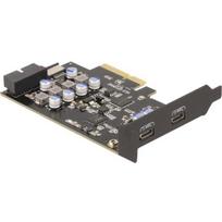 Delock PCIe plokštė 90345, 2x USB-C, 1x 19 pin, 1x USB Type-E Key A, 10Gbps, PCIe x4, UASP, xHCI 1.0, bootable