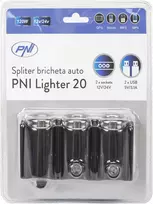 Automobilinis cigarečių degiklio skirstytuvas PNI Lighter 20 12V/24V 2 išvestys, 2 x USB, LED indikatorius