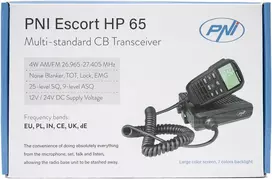 CB radijo stotelė PNI Escort HP 65 ASQ, multi-norm, RF Gain, ASQ, reguliuojamas SQ, 12 – 24 V cigarečių degiklio lizdas pridedamas