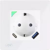 PNI SmartHome WP202 išmanusis WiFi lizdas, montuojamas į sieną, valdymas internetu, skirta „Tuya Smart“ programėlė, suderinamas su „Amazon Alexa“ ir „Google Home“