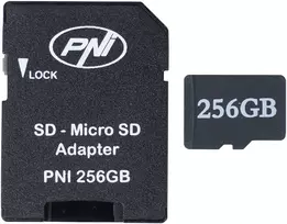 2 dalių PNI 256GB MicroSD atminties kortelių rinkinys su Class 10 SD adapteriu, 80Mb/s, V30