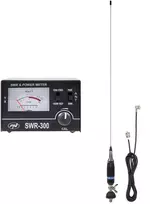 PNI S9 CB antena, 120 cm, su „butterfly“ tipo laikikliu, 4 m RG58 kabeliu ir PNI SWR-300 reflektometru SWR matavimui