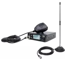CB PNI Escort HP 9700 USB radijo stoties komplektas ir CB PNI Extra 40 antena su magnetiniu pagrindu, 12V / 24V maitinimo šaltinis, pridedamas cigarečių degiklio kištukas
