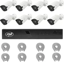 PNI House IP716J POE NVR vaizdo stebėjimo komplektas, 8 PNI IP818J 8MP kameros ir 8 20 metrų UTP CAT6 kabeliai komplekte