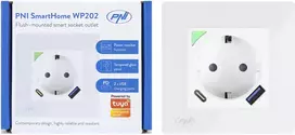 PNI SmartHome WP202 WiFi dvigubas išmanusis lizdas su įleidžiamu montavimo rėmeliu, valdymas internetu