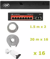PNI House IP716J POE NVR vaizdo stebėjimo komplektas, 16 PNI IP818J 8MP kamerų, POE komutatorius ir UTP CAT6 kabeliai komplekte