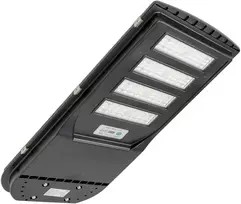 PNI SL130 300W gatvių apšvietimo lempa, su integruota 20W saulės baterija, 6500K, 2900lm, 4 x integruota 20Ah baterija, mikrobangų judesio jutiklis