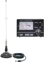 PNI ML100 CB antena, 100 cm, 125 mm magnetas ir PNI SWR-300 reflektometras SWR matavimui, juodas