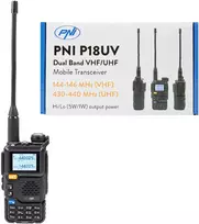 Dėžutė su 20 vienetų nešiojamų VHF/UHF radijo stotelių PNI P18UV, dviejų dažnių, 144-146MHz ir 430-440MHz, 200 kanalų, VOX, nuskaitymas, FM radijas, Li-Ion 2200 mAh