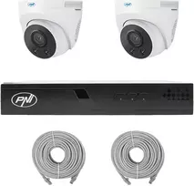 PNI House IP710J POE NVR vaizdo stebėjimo rinkinys, komplekte 2 PNI IP505J 5MP kameros ir 2 20 metrų UTP CAT6 kabeliai