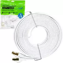 Plokščias tinklo kabelis S/STP CAT8 PNI U8075W, 2 x RJ45, 4 laidų poros, 28AWG, varinis, 40Gbps, 2000 MHz, 7.5m, baltas