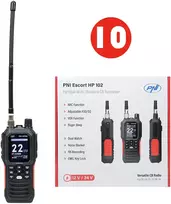 Dėžutė su 10 vnt. nešiojamų CB radijo stotelių PNI Escort HP 102 multi standard, ASQ, 4W, 12V-24V, NRC, Dual Watch, Roger Beep