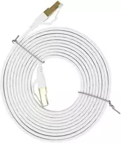 Plokščias tinklo kabelis S/STP CAT8 PNI U8030W, 2 x RJ45, 4 laidų poros, 28AWG, varinis, 40Gbps, 2000 MHz, 3m, baltas
