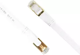 Plokščias tinklo kabelis S/STP CAT8 PNI U8050W, 2 x RJ45, 4 laidų poros, 28AWG, varinis, 40Gbps, 2000 MHz, 5m, baltas