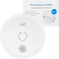 Dūmų jutiklis PNI SafeHouse HS261 su „Wi-Fi“, valdymas per „Tuya Smart“ programėlę, 3V baterijos maitinimas, 85dB, garsinis ir vaizdinis signalas, tylusis aliarmas