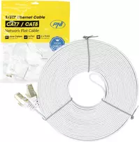 Plokščias tinklo kabelis S/STP CAT7 PNI U7150W, 2 x RJ45, 4 laidų poros, 32AWG, varinis, 10Gbps, 600 MHz, 15m, baltas
