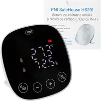 Oro kokybės ir anglies dioksido (CO2) jutiklis PNI SafeHouse HS291 su „Wi-Fi“, valdymas per „Tuya Smart“ programėlę, CO2 stebėjimas, temperatūros, drėgmės, datos ir laiko rodymas, nustatymų meniu, atsarginė baterija, garsinis ir vaizdinis signalas