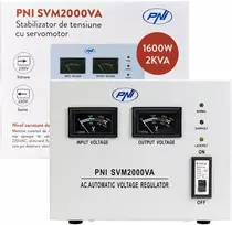 PNI SVM2000VA įtampos stabilizatorius su servovarikliu, 1600W, 7.2A, 230V išėjimas