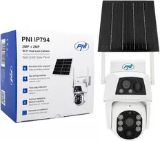 PNI IP794 vaizdo stebėjimo kamera su „Wi-Fi“, PTZ, dvigubu objektyvu 2MP + 2MP, 5,5W saulės baterija, 8000mAh akumuliatoriumi