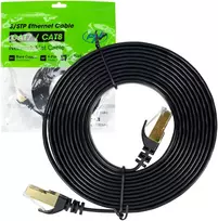 Plokščias tinklo kabelis S/STP CAT7 PNI U7030B, 2 x RJ45, 4 laidų poros, 32AWG, varinis, 10Gbps, 600 MHz, 3m, juodas