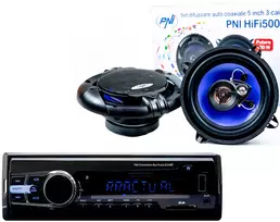 Automobilinis MP3 grotuvas PNI Clementine 8524BT 4x45W + koaksialiniai automobiliniai garsiakalbiai PNI HiFi500, 100W, 12,7 cm