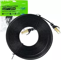 Plokščias tinklo kabelis S/STP CAT7 PNI U7050B, 2 x RJ45, 4 laidų poros, 32AWG, varinis, 10Gbps, 600 MHz, 5m, juodas