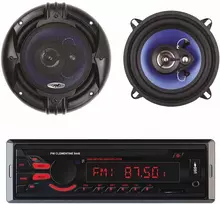 Clementine 8440 4x45W USB SD AUX 12V automobilinis MP3 grotuvas su 2 PNI HiFi500 koaksialinių automobilinių garsiakalbių komplektu, 100W, 12,7 cm