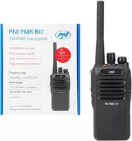 Nešiojama radijo stotelė PNI PMR R17 446MHz, 0.5W, 16 PMR kanalų ir 50 CTCSS bei 104 DCS tonų, FM radijas, programuojama, atspari vandeniui IP68, 2200 mAh baterija