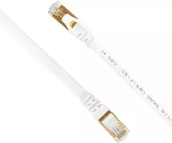 Plokščias tinklo kabelis S/STP CAT7 PNI U7030W, 2 x RJ45, 4 laidų poros, 32AWG, varinis, 10Gbps, 600 MHz, 3m, baltas