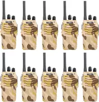PNI PMR R40 CAMO nešiojamų radijo stotelių rinkinys, 10 vienetų komplektas, 0.5W, 16 PMR, 1200mAh baterijos su įkrovikliais ir ausinėmis komplekte