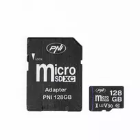 Pakuotė 2 vienetai PNI MicroSD atminties kortelė PNI 128GB MicroSD atminties kortelė Class 10, 80Mb/s, V30 su pridedamais SD adapteriais