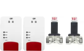 PNI Safe House Dual Gas 250 rinkinys su 2 jutikliais ir 2 solenoidiniais vožtuvais 3/4 colio, 85dB, baltas