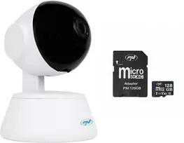 PNI IP720LR, 1080P, 2MP, IP, P2P, PTZ vaizdo stebėjimo kameros komplektas ir pridedama PNI 128GB Micro SD atminties kortelė