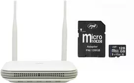 PNI House WIFI800 belaidžio NVR rinkinys, 8 kanalų 5MP arba 4 kanalų 4K 8MP, su balso pranešimais ir pridedama PNI 128GB MicroSD atminties kortele