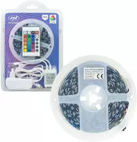 PNI 5050RGB LED juosta su nuotolinio valdymo pulteliu, 5 metrų ilgio, 230 V maitinimo šaltinis, reguliuojamas ryškumas, šviesos efektai, 300 5050 LED lempučių
