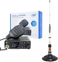 CB PNI Escort HP 8900 ASQ radijo stoties komplektas, 12-24V + CB PNI ML70 antena, 70 cm su 145 mm magnetiniu pagrindu