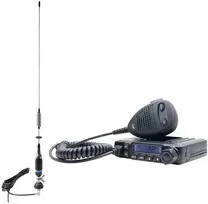 CB PNI ESCORT HP 6500 ASQ radijo stoties komplektas, RF stiprinimas, 4W, 12V + CB PNI S75 antena su 7-9 km kabeliu ir stacionariu laikikliu