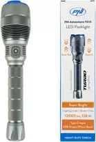 PNI Adventure F810 žibintuvėlis su 138 W LED, 3 apšvietimo lygiais ir „Turbo“ režimu, 12000 liumenų, priartinimo funkcija, iki 250 m, 5000 mAh baterija, IPX7, „Power Bank“ funkcija