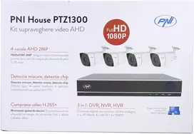 AHD PNI House PTZ1300 Full HD vaizdo stebėjimo rinkinys – NVR ir 4 lauko kameros 2MP full HD 1080P