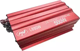 Įtampos keitiklis PNI L650W dvigubas maitinimo šaltinis 12V/24V, išėjimas 230V, 500W, modifikuota sinusinė banga, USB jungtis 5V 500mAh, su pridedamais maitinimo gnybtais ir cigarečių degiklio kištuku