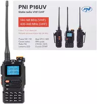 Nešiojama VHF/UHF radijo stotelė PNI P16UV, 999 kanalai, dviejų dažnių juostų TX ir 6 juostų RX, VOX perdavimas, nuskaitymas (Scan), FM radijas, orų kanalai, Li-Ion 2600 mAh