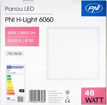 Lubinis šviestuvas PNI H-Light 6060 LED panelė, 48W, 600x600mm, 4800lm, 6400K, vidaus patalpoms, įleidžiama, šaltai balta