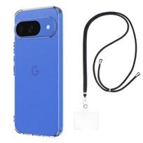"Coque ir kaklo dirželis Google Pixel 10/10 PRO - Lanksti TPU apsauga, skaidri, universali reguliuojama juoda Phonillico®"