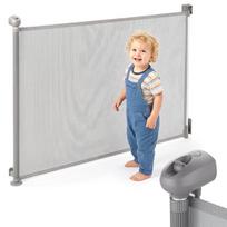 Susukami vaikų apsauginiai varteliai Moby-System su automatiniu užrakinimu po 20 s, 140 cm, pilki, 140 × 98 × 7,2 cm