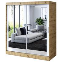 Stumdomoji spinta Belvedo Karl Artisan su dviem veidrodžiais 180 x 200 cm ąžuolo balta